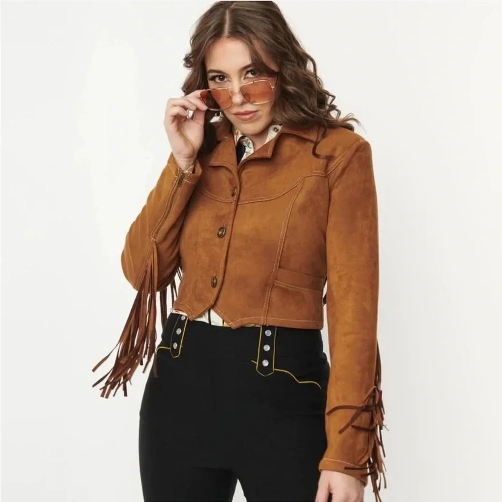 Fringed Brown Suede Jacket - Picture 2 of 8